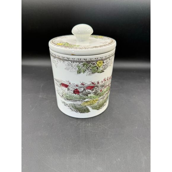 Johnson Bros Friendly Village Multicolor Transferware Lidded Canister - Picture 6 of 8